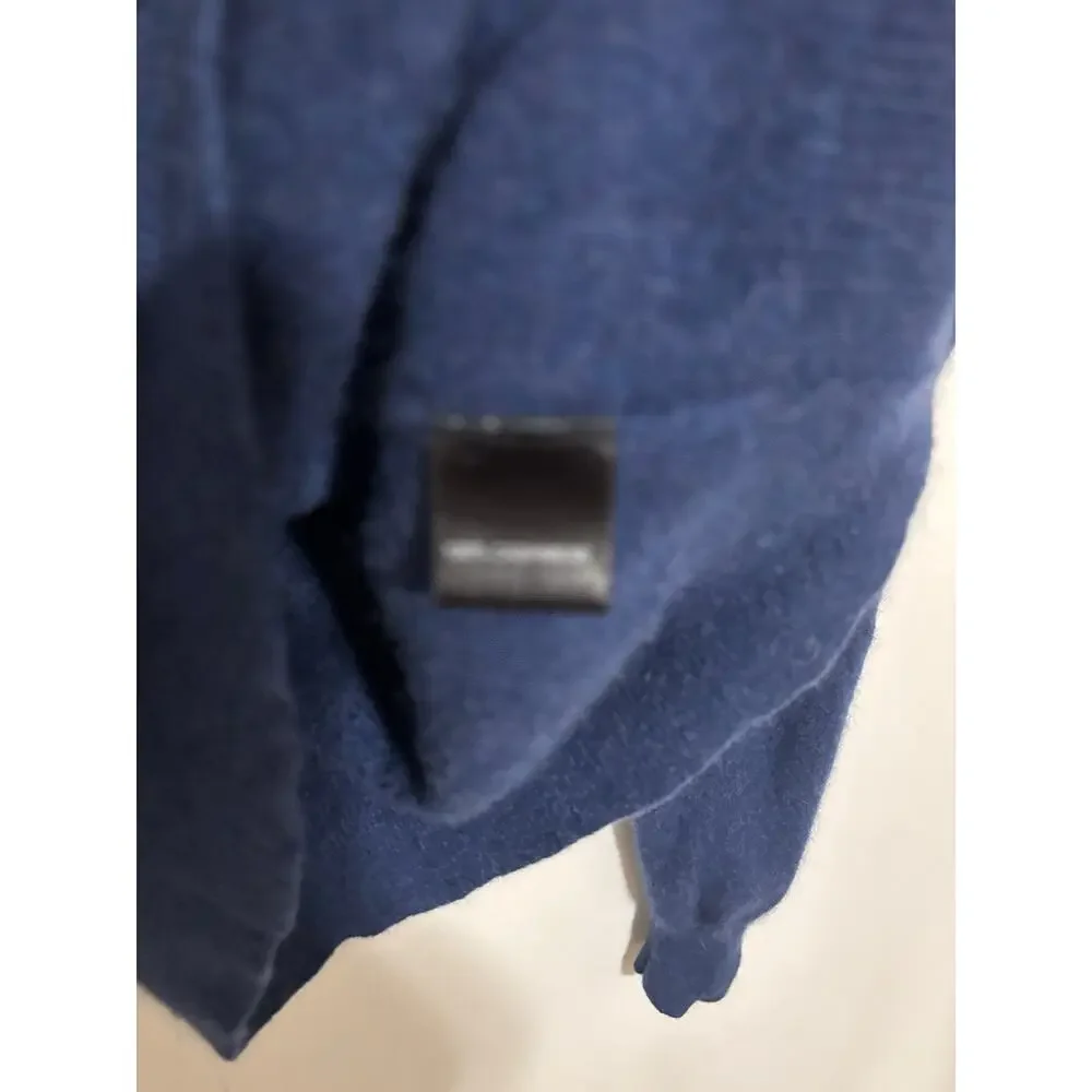 Qi Cashmere Sweater Medium Mens Blue Cardigan Polo Collar